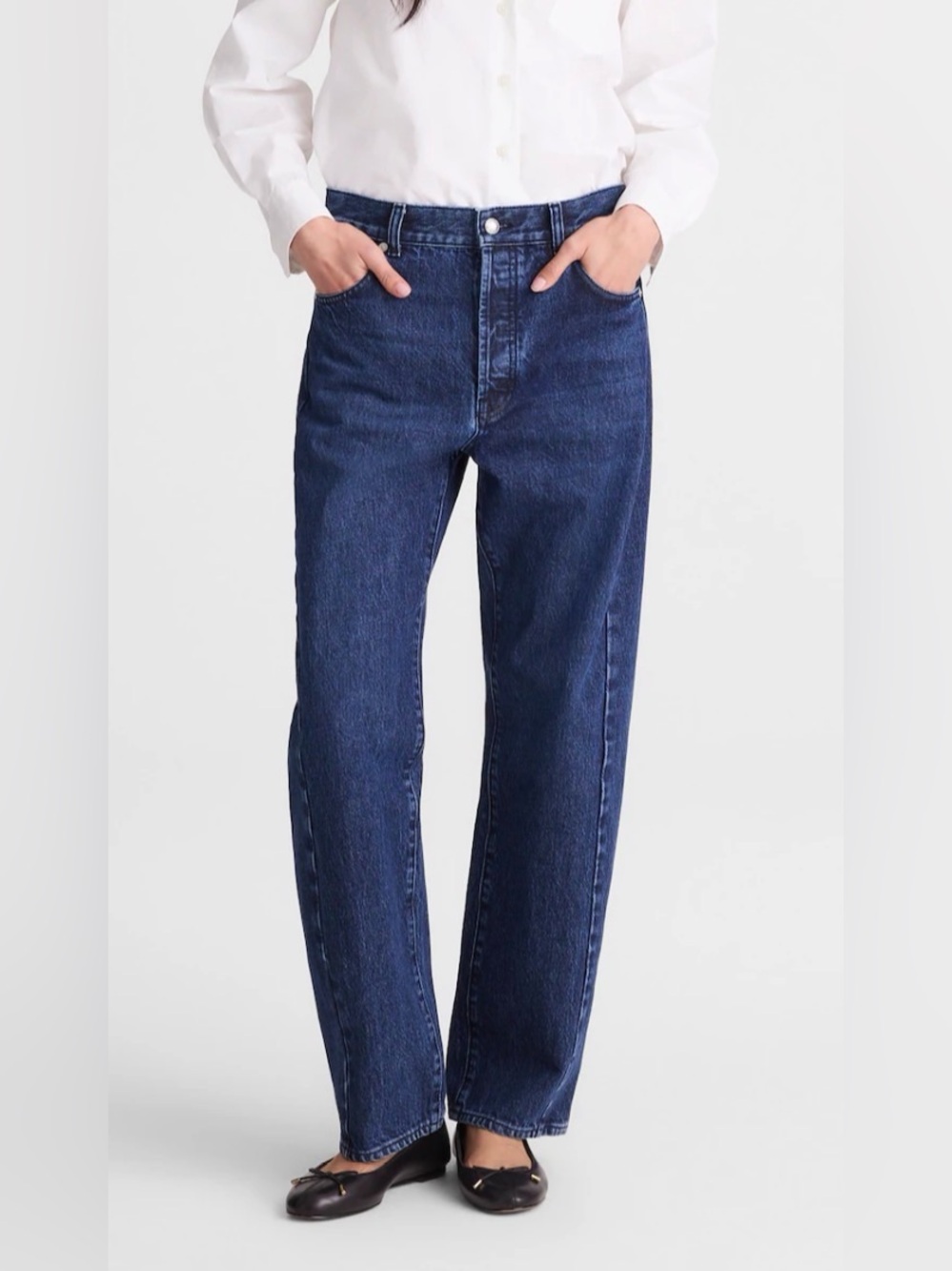 NWT Madewell Pieced Barrel-Leg Jeans 23T Tall Dark Wash